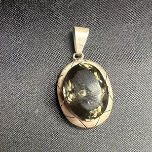 Citrine pendant, sterling silver natural stone